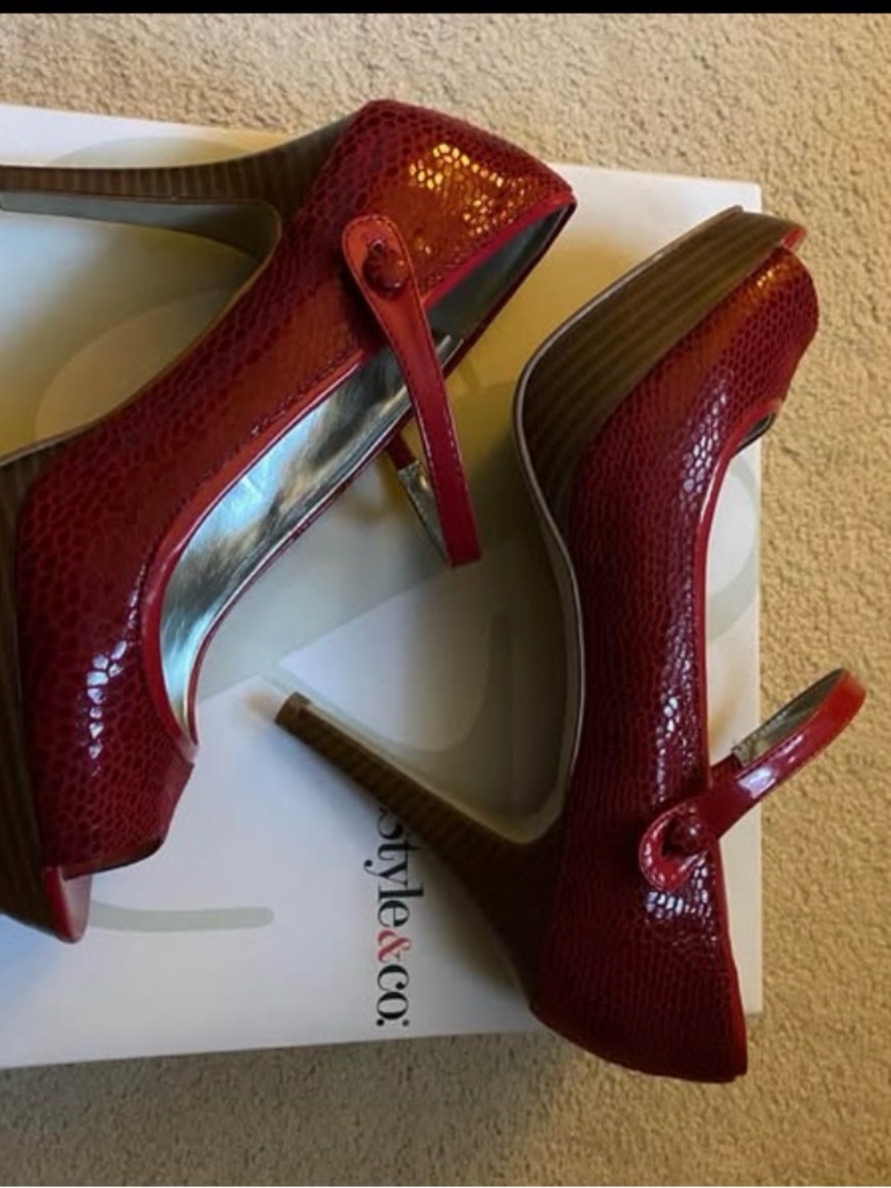 Style & Co. Red Patent Mary Jane Platform Heels